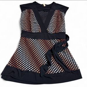 Brown And White Polka Dot BabyDoll Top